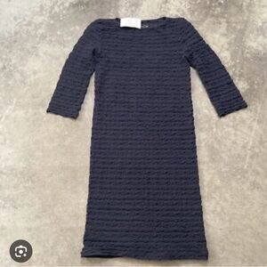 Tees by Tina Navy Textured Long Sleeve Dress